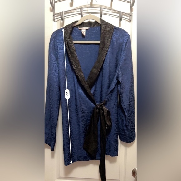 VICTORIA’S SECRET kimono robe black and blue zebra print women’s M/L women’s - Picture 10 of 13